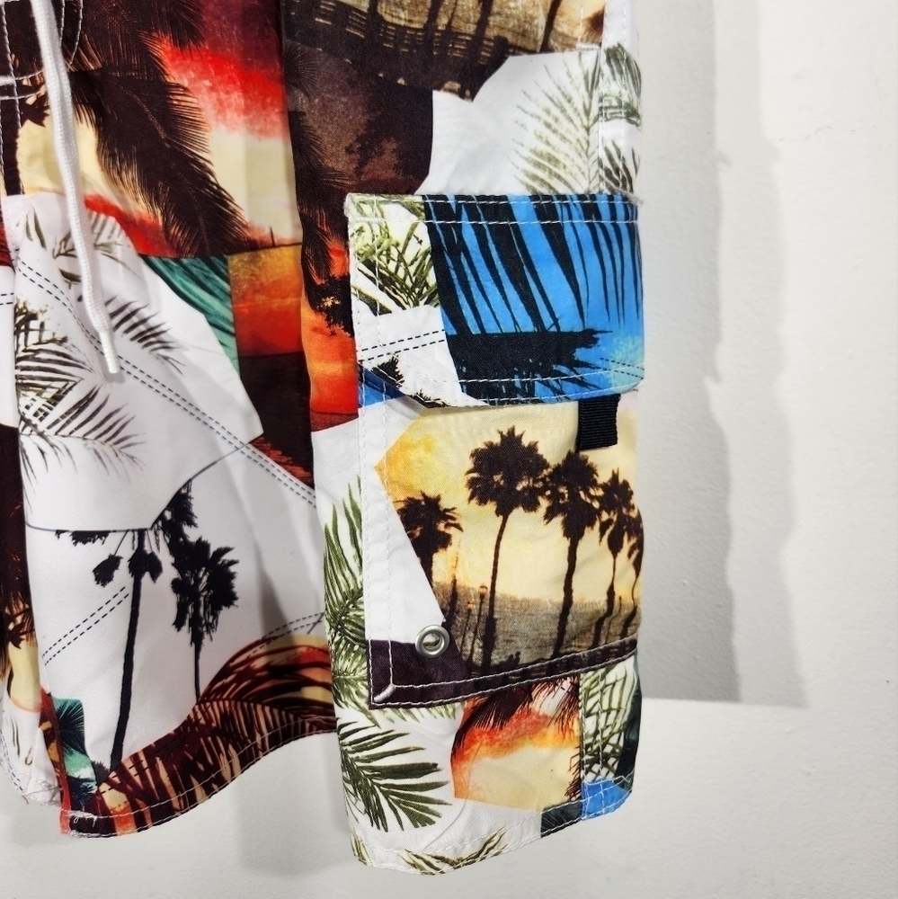 Croft & Barrow Swim Trucks Mens Medium Palm Tree Beach Summer - Picture 3 of 7